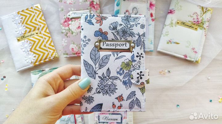 Обложки на документы из ткани ручной работы