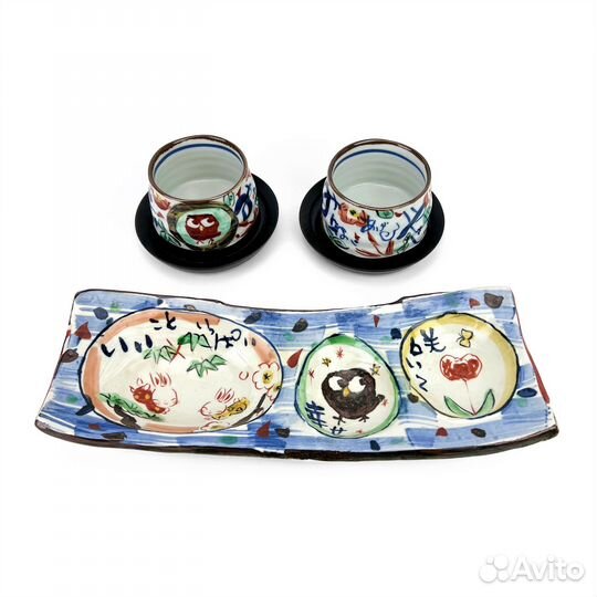 Тарелка и чаши винтаж Япония