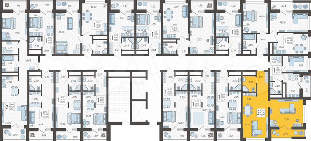 2-к. квартира, 43 м², 11/19 эт.