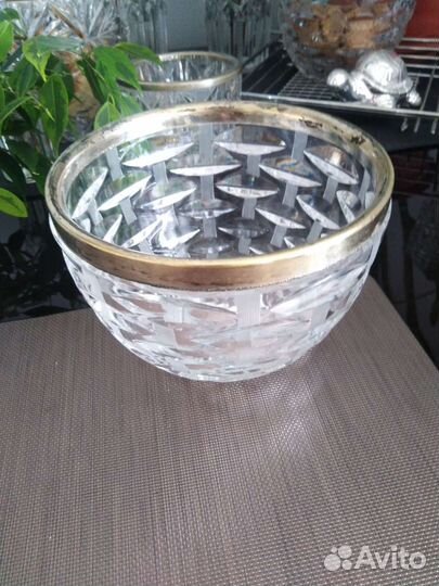 Ваза конфетница СССР хрусталь/мельхиор