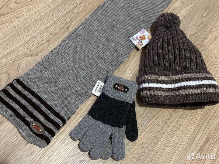 Комплект шапка шарф перчатки 7-10 лет