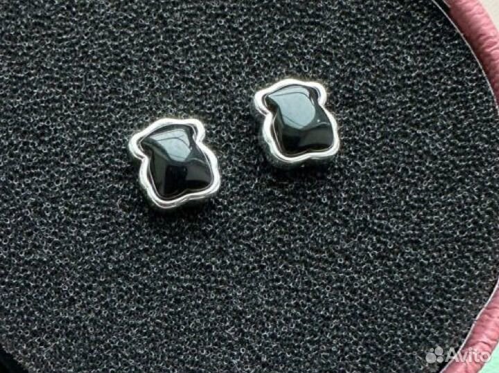 Серьги сереб Tous mini onix