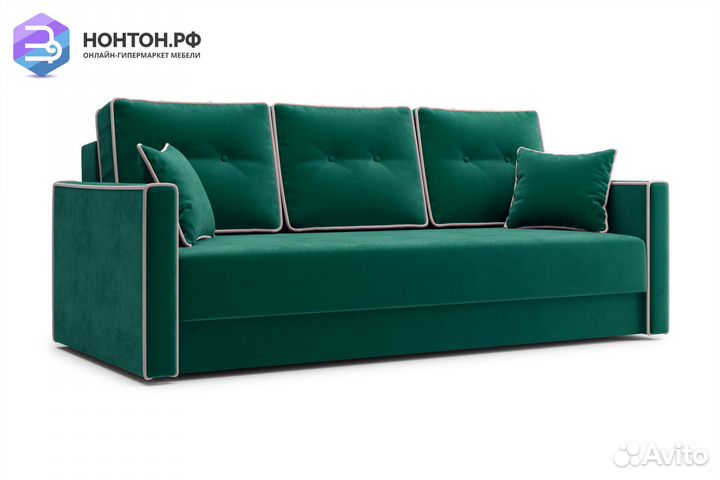 Диван еврокнижка Леон 3-х местный изумрудный
