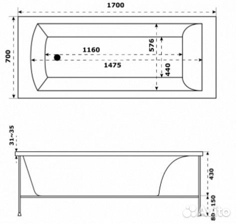 Ванна акриловая Jacob Delafon Ove 170x70 E6D302RU-00