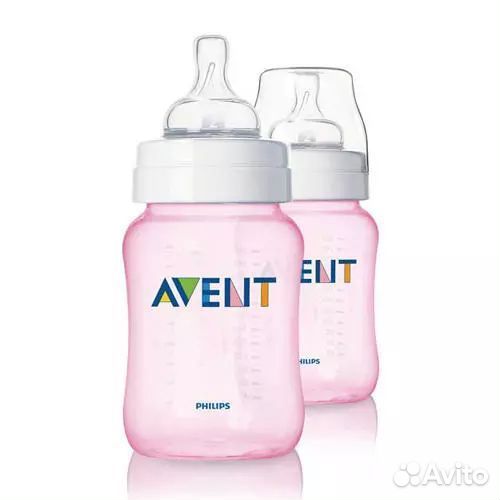 Бутылочки Philips набор 2 штуки, 260 мл, розовые