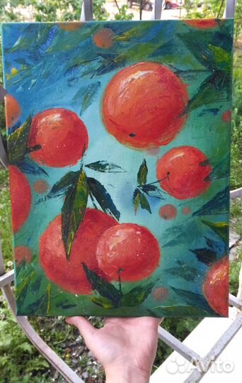 Оранжевый сад, авторская картина, масло 30х40