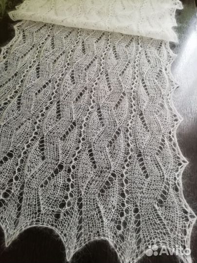 Палантин шарф шаль паутинка пуховая вязанная