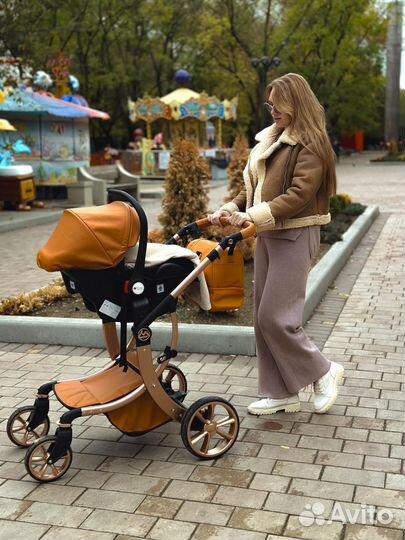 Коляска 3в1 Luxmom из экокожи