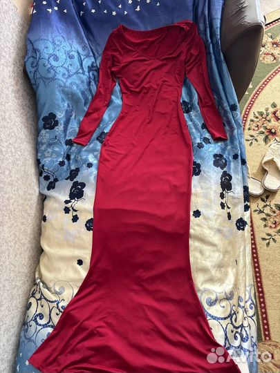 Платье со сборкой в пол