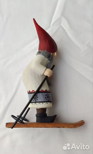 Фигурка Гном мальчик на лыжах. Новогодняя игрушка