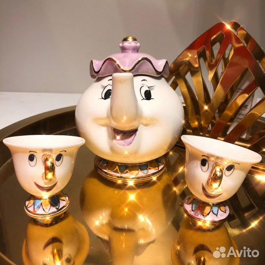 Чайник + 2 чашки Красавица и Чудовище