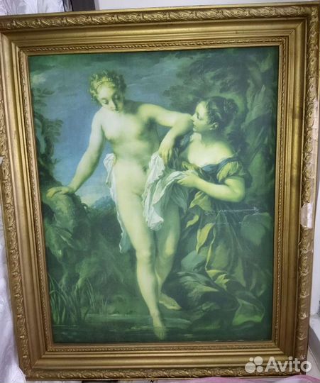 Картина репродукция в рамке на ткани