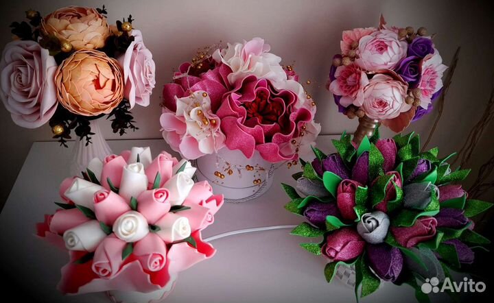Интерьерные цветы, букеты, светильники