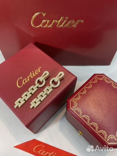 Сережки cartier agrafe золото бриллианты