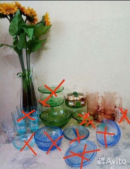 Цветное стекло и хрусталь, винтаж СССР