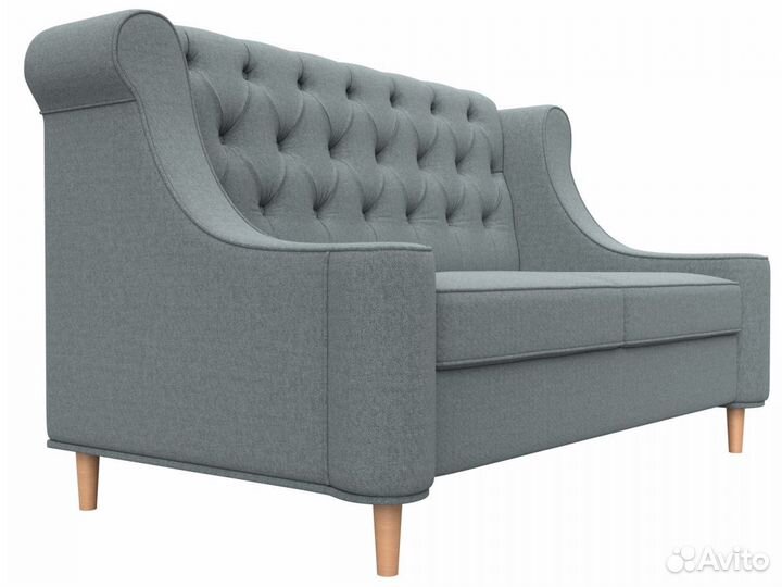 Диван кухонный прямой Бронкс, рогожка, амур серый