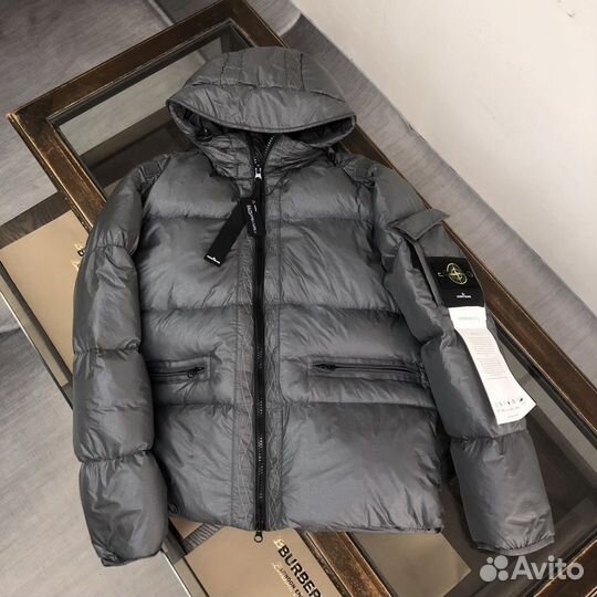 Пуховик Stone island мужской Серый