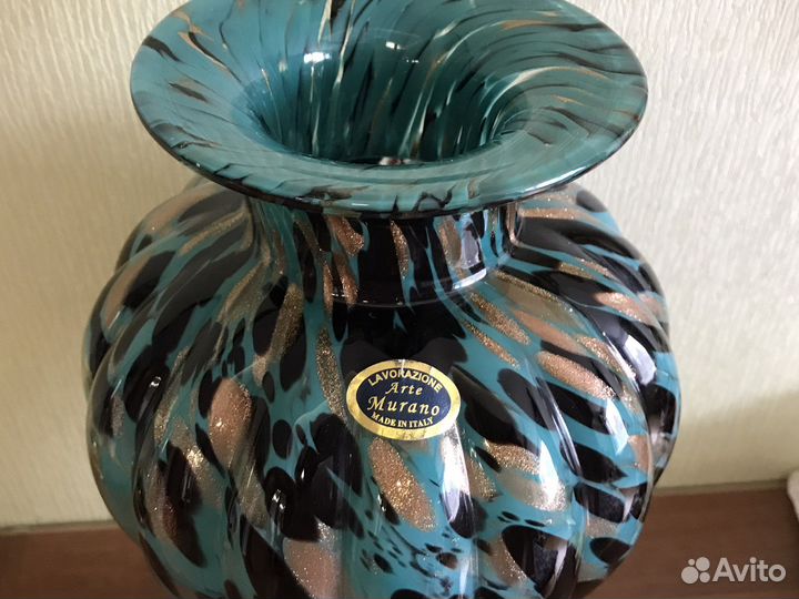 Ваза для цветов Мурановское стекло золочение