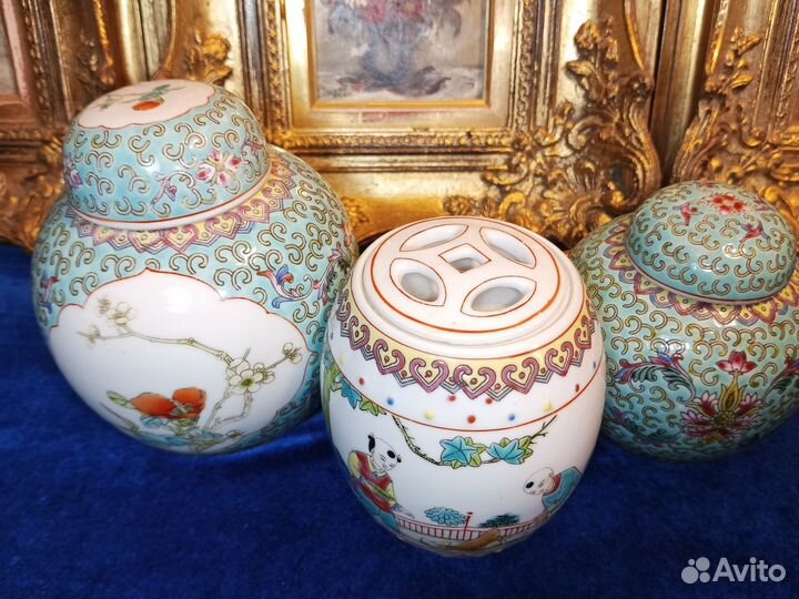 Имбирные вазы.Китай.Англия.Банки.Чайница.Фарфор