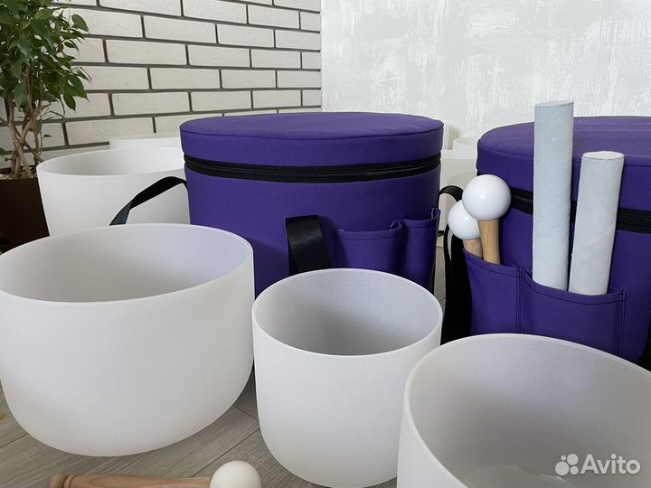 Кварцевые поющие чаши, набор из 4 нот