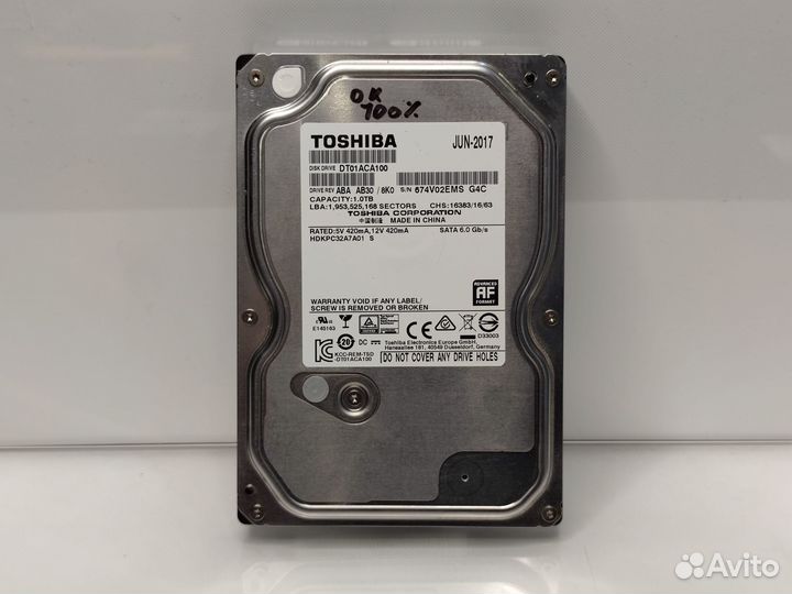 Жесткий диск 1Tb SATA HDD Toshiba 3.5''