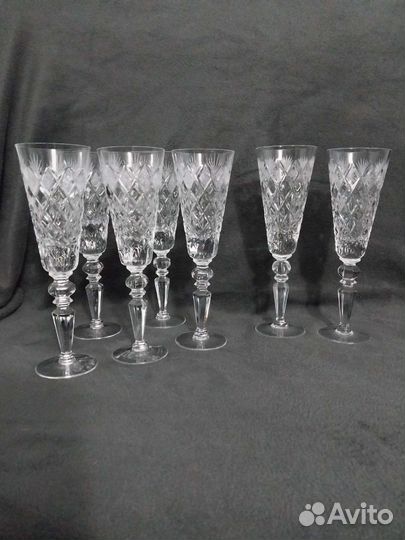 Фужеры хрустальные СССР ромбы 21,5 см бокалы добор