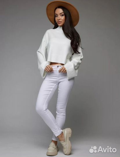 Весенний турецкий свитер короткий оверсайз