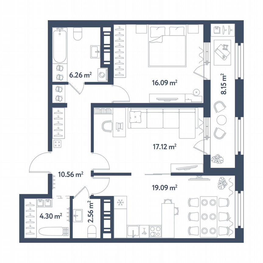 2-к. квартира, 80,1 м², 4/11 эт.