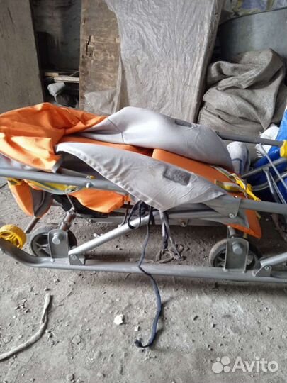 Детские санки коляска с колесами