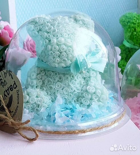 Мыло ручной работы. Мишка из роз