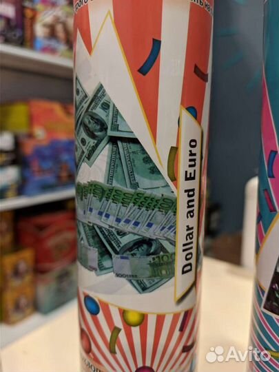 Пневмо хлопушка сердца доллар серпантин