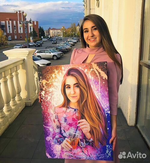 Портрет по фото на холсте на День рождения