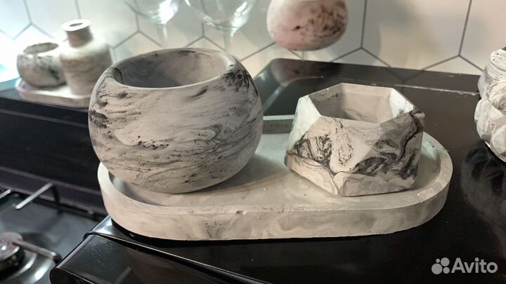 Подарочный набор, свечи ручной работы в гипсе