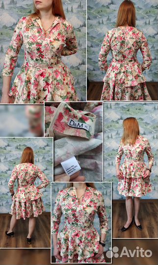 Платье в цветочек хлопок XL (46-48)