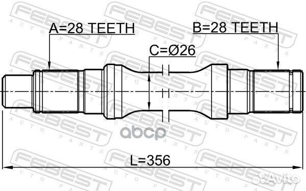 Полуось левая 28X356X28 mazda BT-50 06- 0512BT5