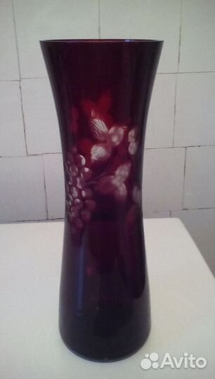 Раритетная ваза,1963г,чсср,2-цветный хрусталь