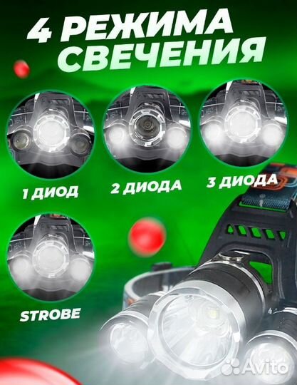 Фонарь налобный 18650