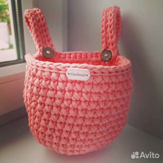 Вязаные корзинки ручной работы