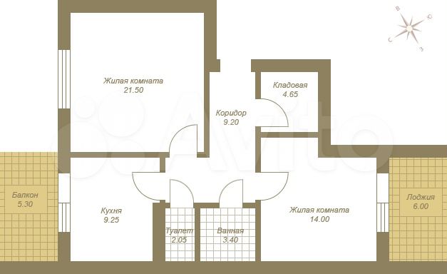 2-к. квартира, 63,8 м², 3/3 эт.