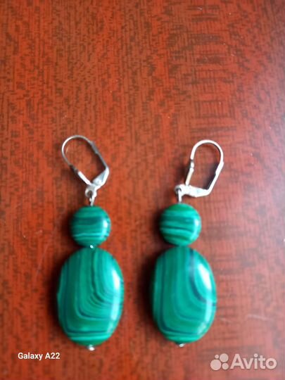 Малахитовые серьги