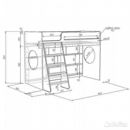 Кровать-чердак + комплект мебели