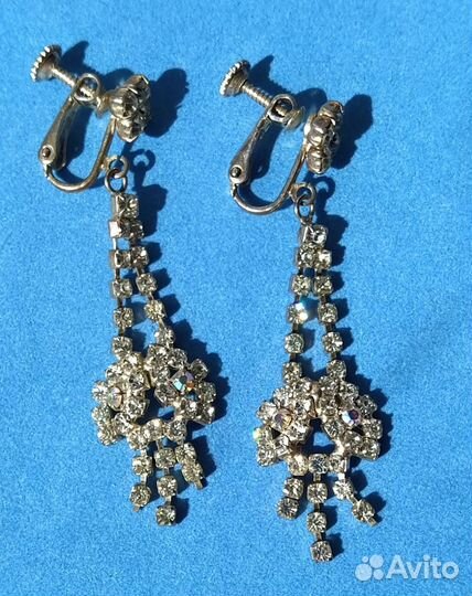 Серьги клипсы Чехословакия вечерние винтаж