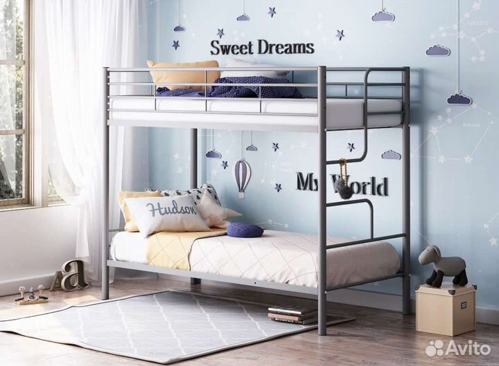 Кровать двухъярусная металл 190*90 см до 300 кг