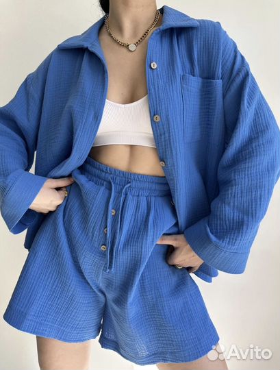 Муслиновый костюм женский с шортами
