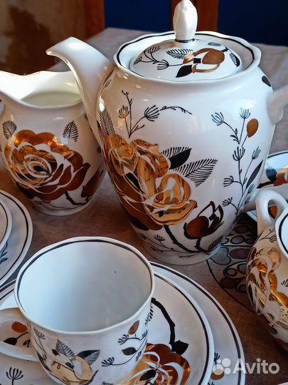 Кофейный сервиз золотая роза Вербилки