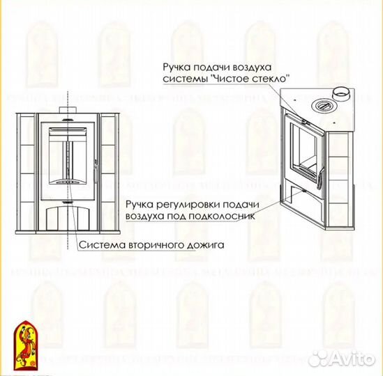 Печь Камин Одер 7 угловой с плитой