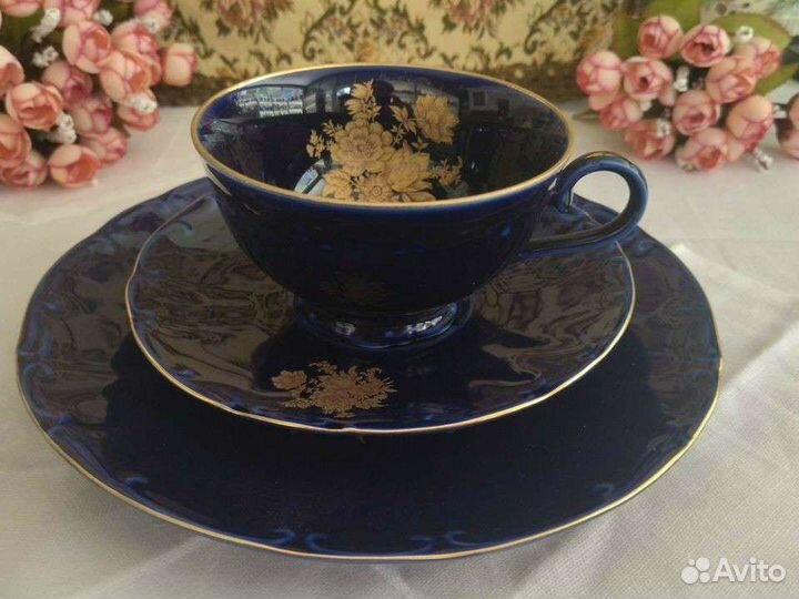 Чай/кофе трио Bareuther Кобальт Золотой букет