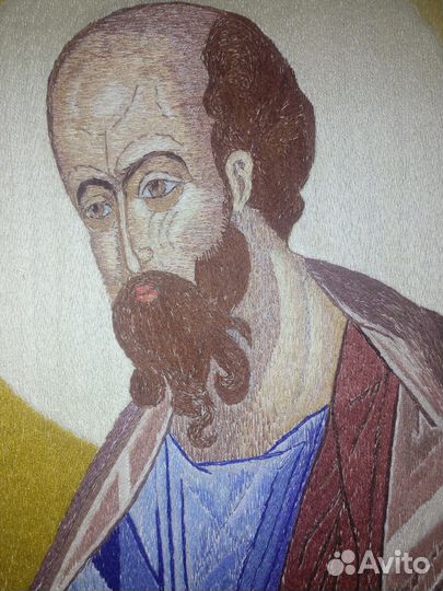 Старинные Иконы Ручная Вышивка 40Х50 Антиквариат