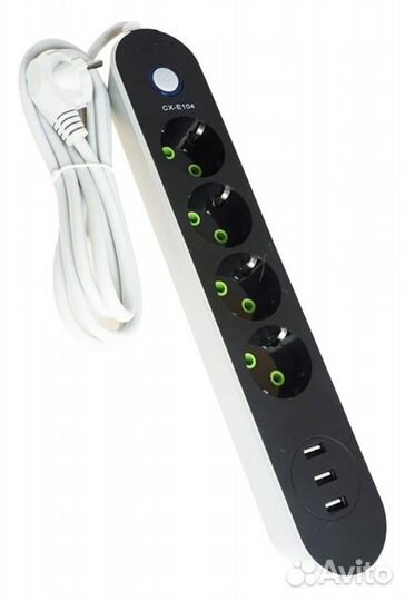 Удлинитель с USB 4 розетки и 3 USB