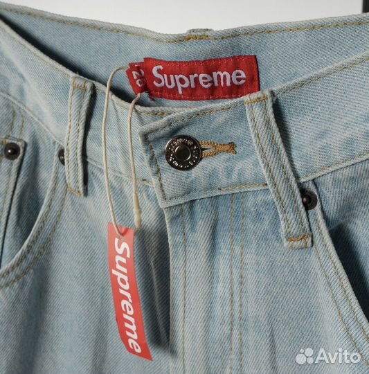 Шорты джинсовые широкие синие багги Supreme